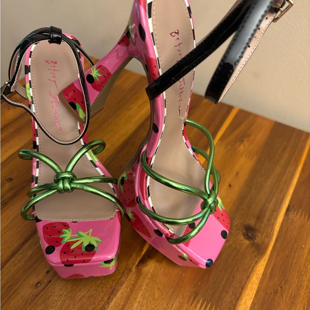 Betsey Johnson Pink and Green Platform Sandals